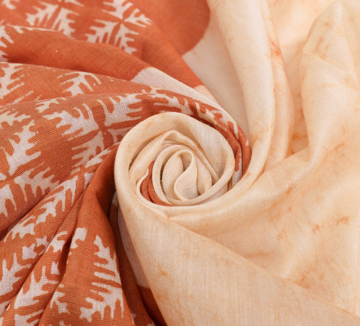 Sushila Vintage 100% Pure Cotton Dupatta Brown & Cream Printed Long Stole Wrap