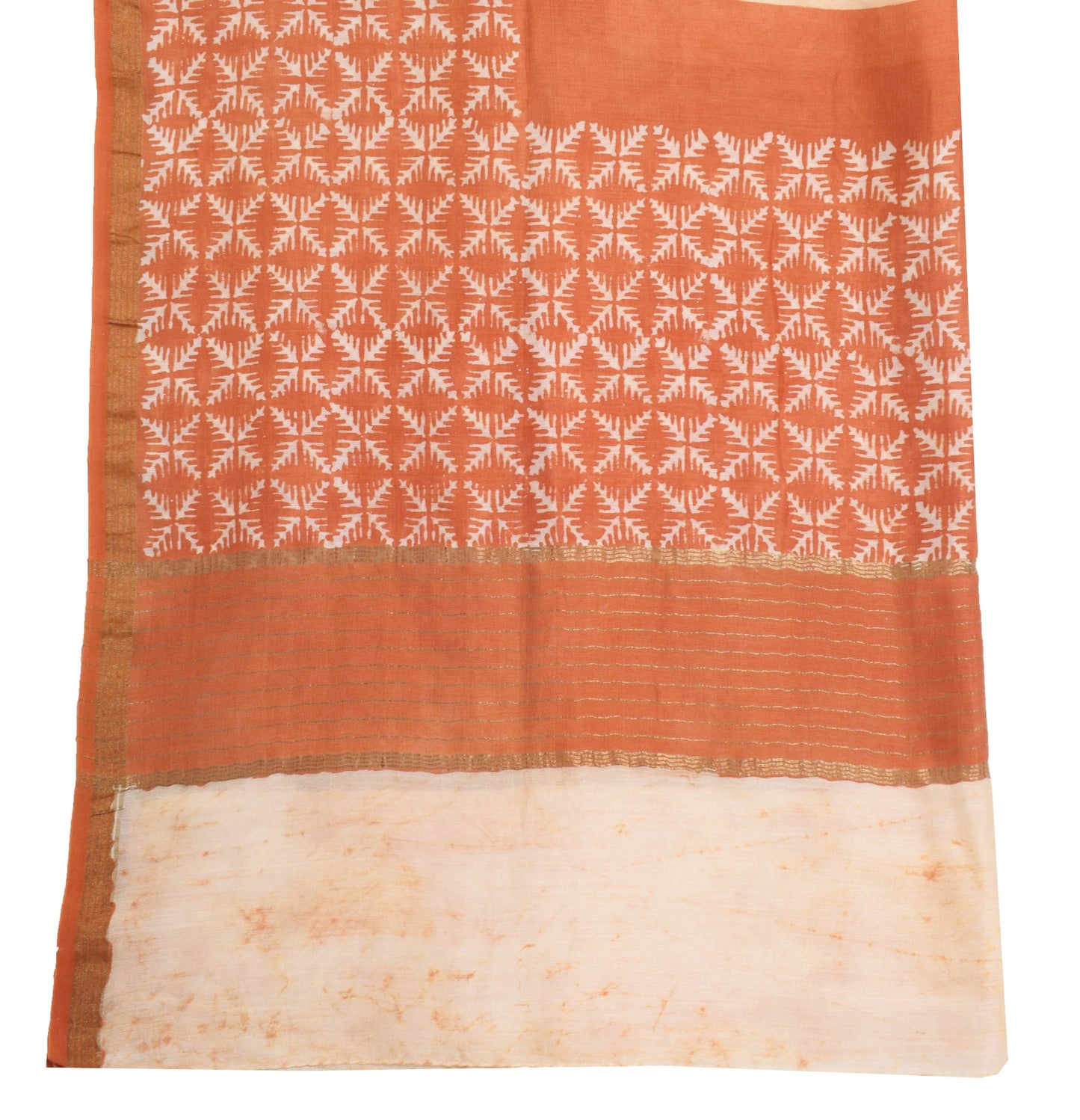 Sushila Vintage 100% Pure Cotton Dupatta Brown & Cream Printed Long Stole Wrap