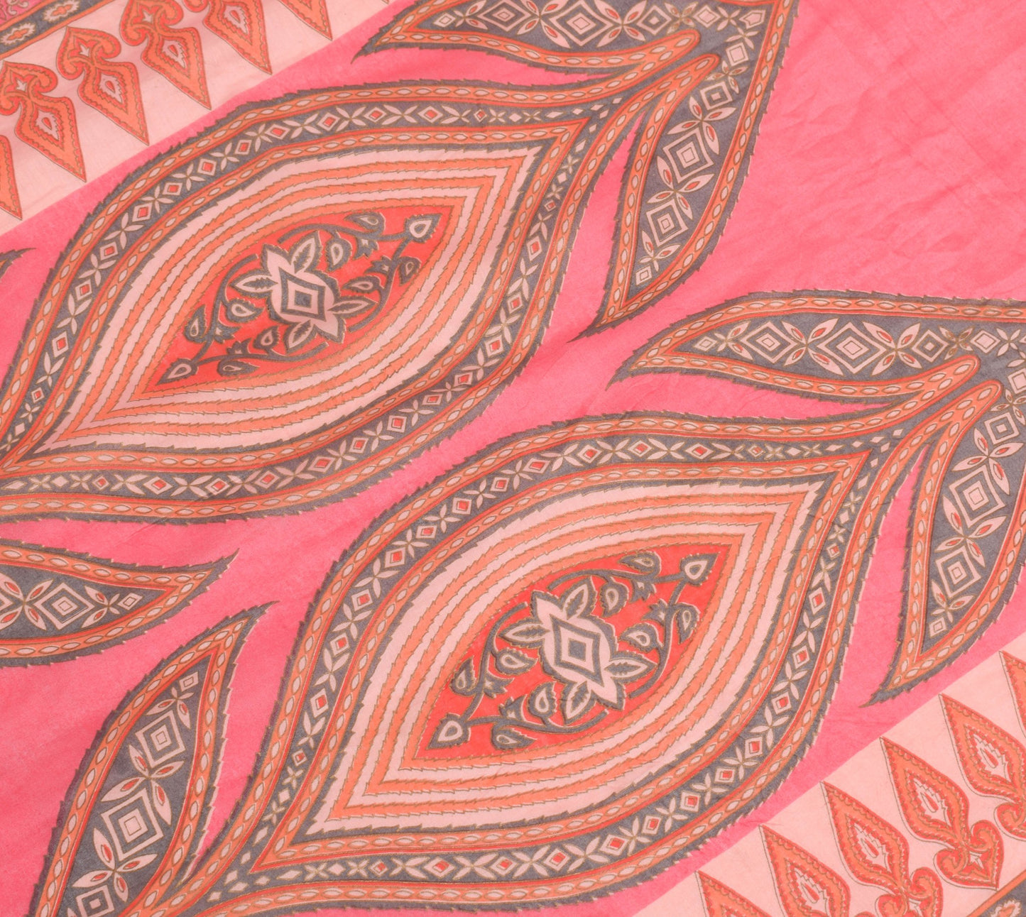 Sushila Vintage Pink Orange Dupatta 100% Pure Cotton Printed Classy Long Stole