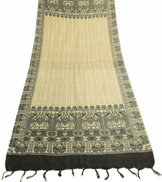 Sushila Vintage Bhagalpuri Madhubani Dupatta 100% Pure Cotton Long Stole Shawl