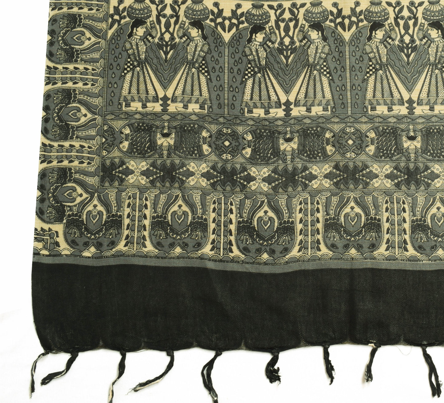 Sushila Vintage Bhagalpuri Madhubani Dupatta 100% Pure Cotton Long Stole Shawl