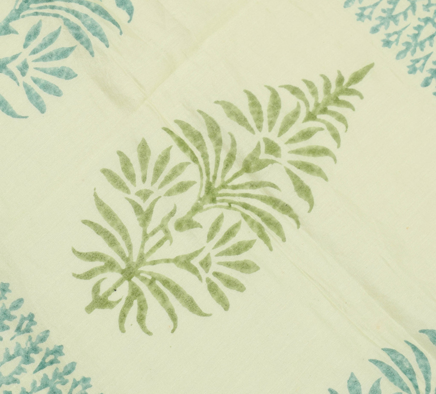 Sushila Vintage Light Green Cotton Dupatta Hand Block printed Floral Long Stole