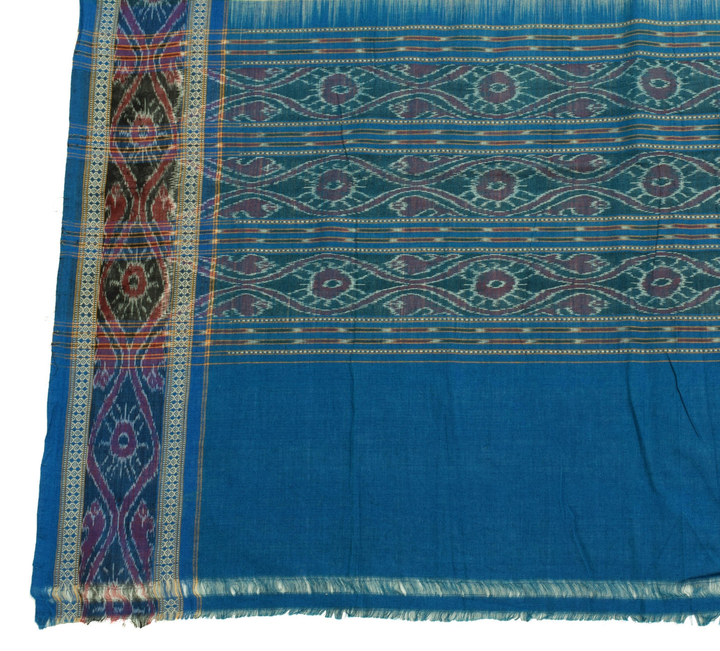 Sushila Vintage Beige 100% Pure Cotton Dupatta Hand Woven Ikat Long Stole Wrap