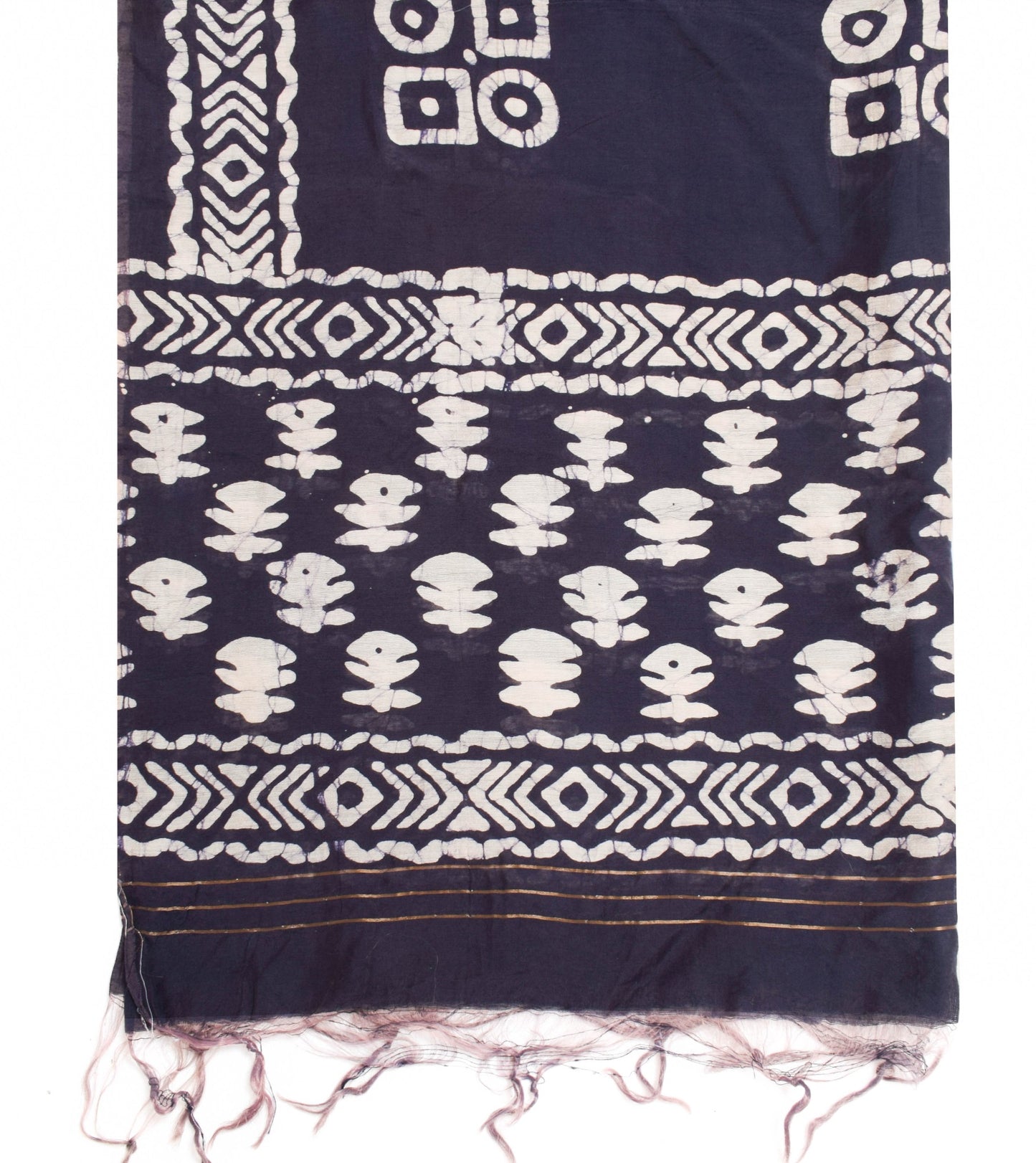 Sushila Vintage Black 100% Pure Silk Dupatta Batik Printed Long Stole Hijab Wrap