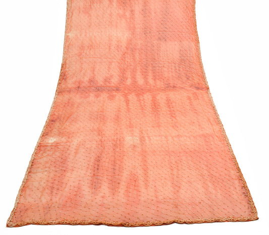 Sushila Vintage Orange Tie-Dye Dupatta Chiffon Silk Zardozi Work Long Stole Wrap