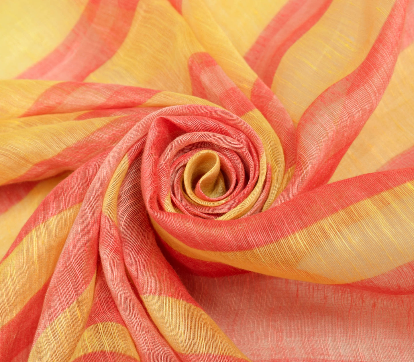 Sushila Vintage Yellow & Pink Dupatta 100% Pure Silk Stripes Printed Long Stole