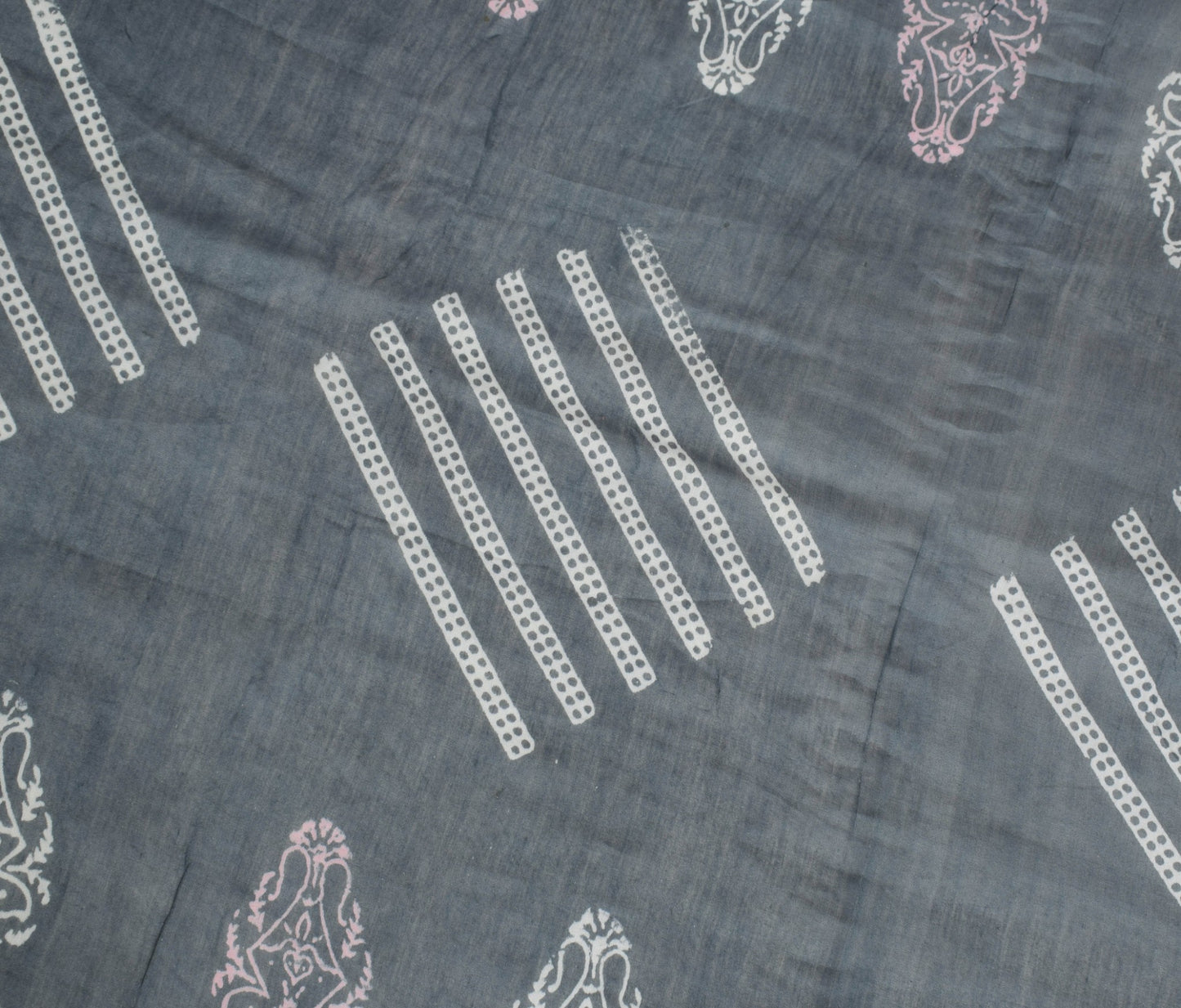 Sushila Vintage Dark Gray Dupatta 100% Pure Cotton Hand Block Printed Long Stole