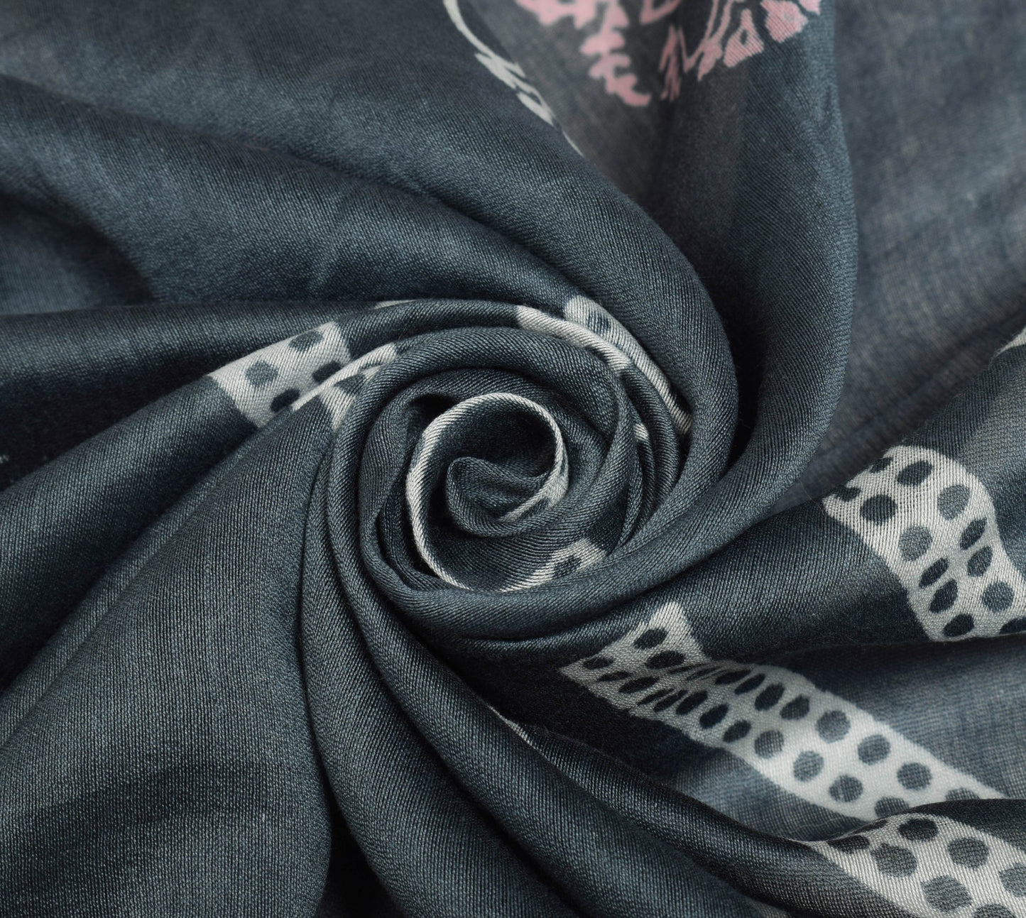 Sushila Vintage Dark Gray Dupatta 100% Pure Cotton Hand Block Printed Long Stole