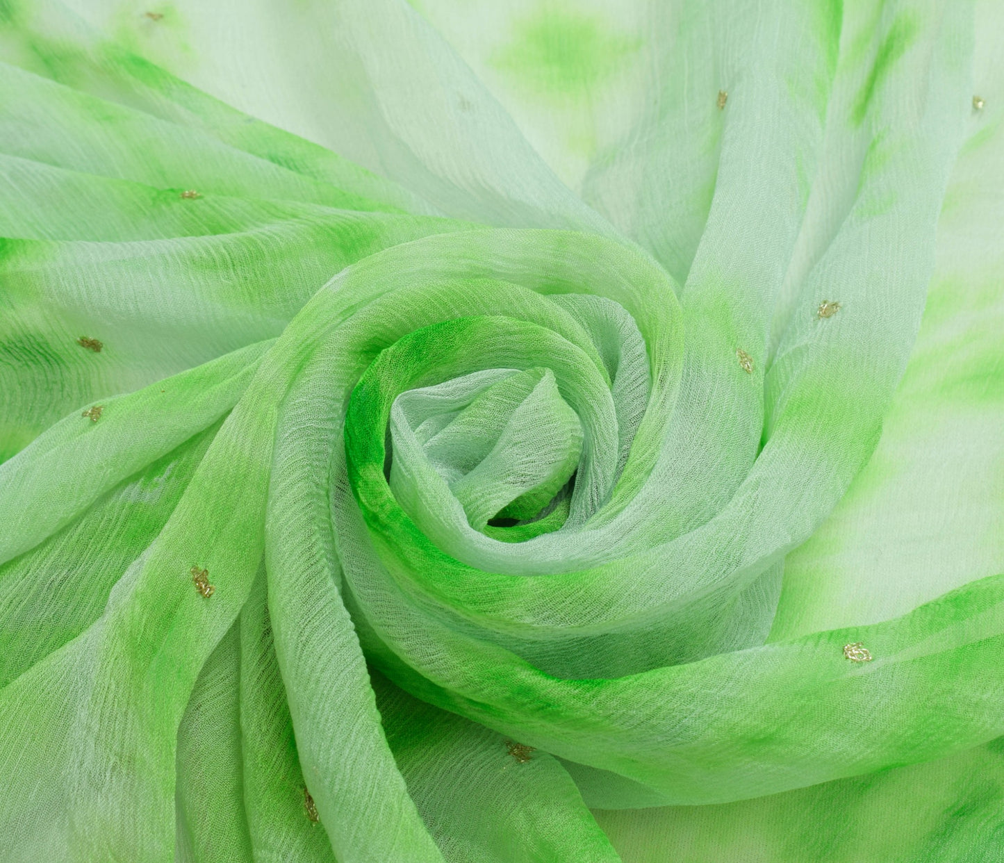 Sushila Vintage Pure Chiffon Tie-Dye Dupatta Zari Embroidered Long Stole Scarves