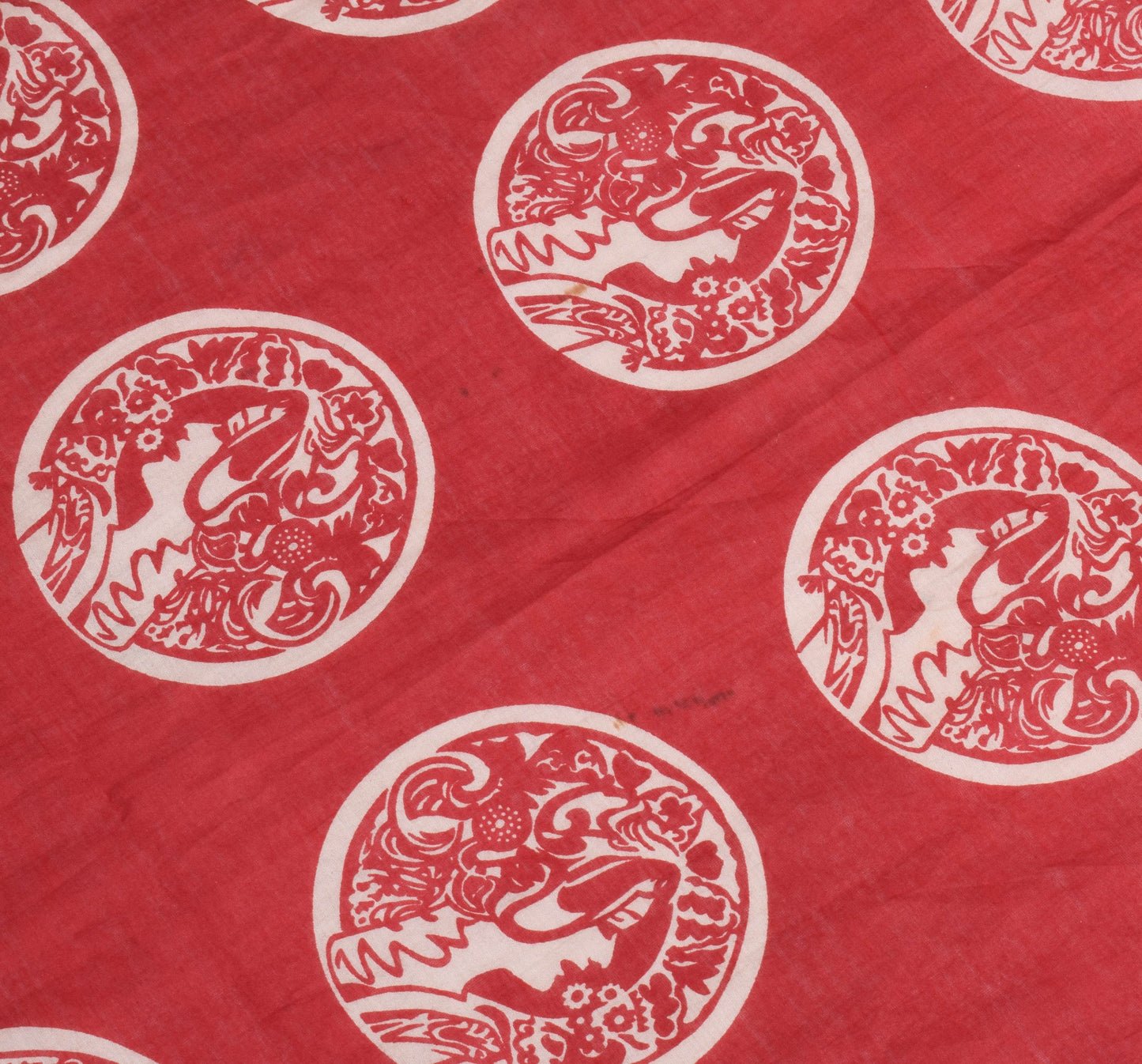 Sushila Vintage Dark Red 100% Pure Cotton Dupatta Human Printed Long Stole Veil