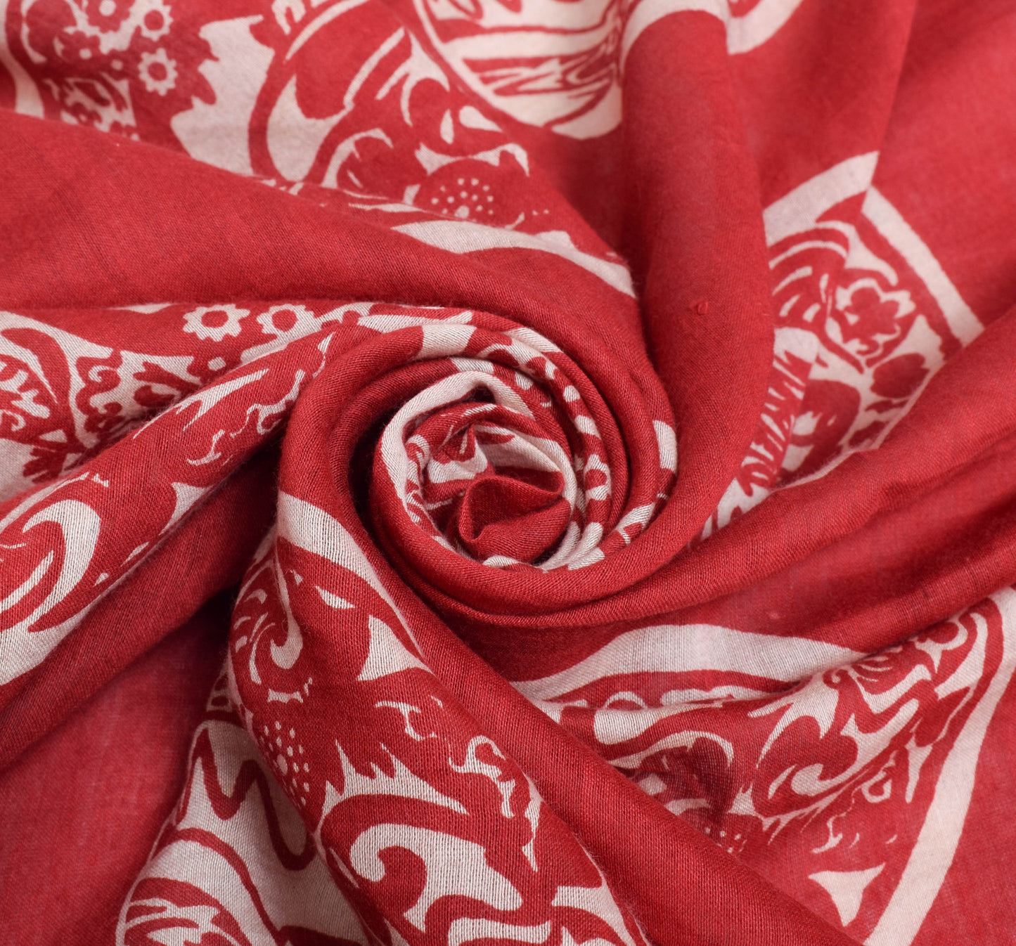 Sushila Vintage Dark Red 100% Pure Cotton Dupatta Human Printed Long Stole Veil