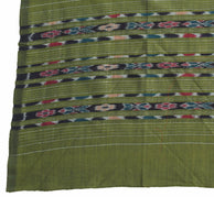 Sushila Vintage Green 100% Pure Cotton Dupatta Hand Woven Ikat Soft Long Stole