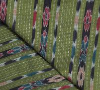 Sushila Vintage Green 100% Pure Cotton Dupatta Hand Woven Ikat Soft Long Stole