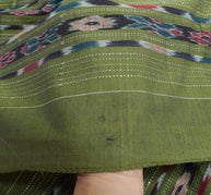 Sushila Vintage Green 100% Pure Cotton Dupatta Hand Woven Ikat Soft Long Stole