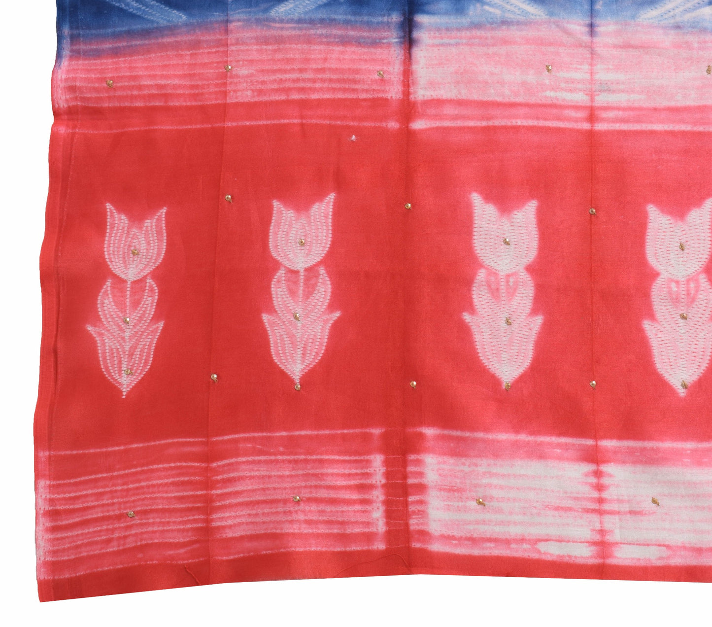 Sushila Vintage Blue Printed Dupatta 100% Pure Cotton Silk Zig-Zag Long Stole