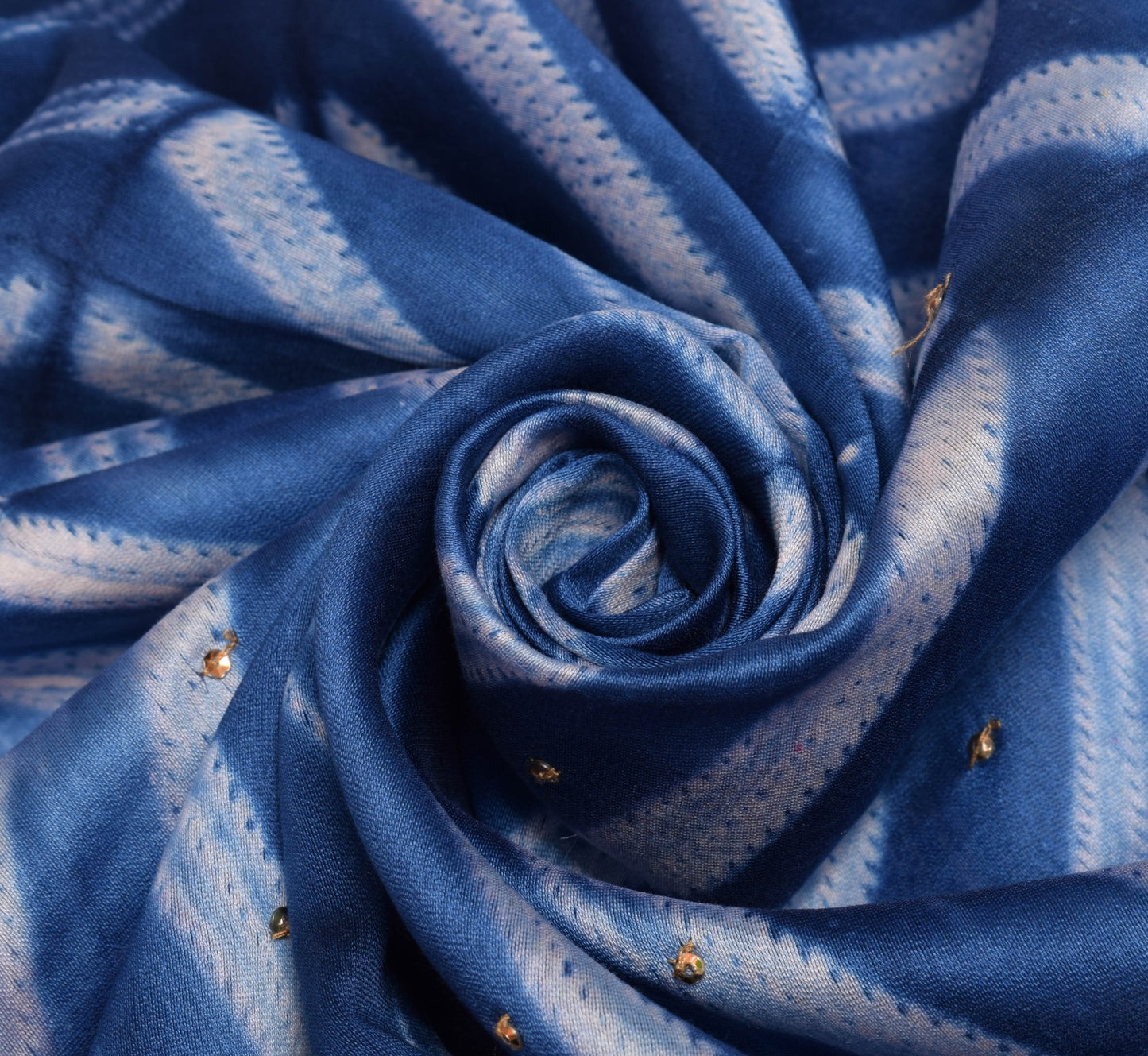 Sushila Vintage Blue Printed Dupatta 100% Pure Cotton Silk Zig-Zag Long Stole