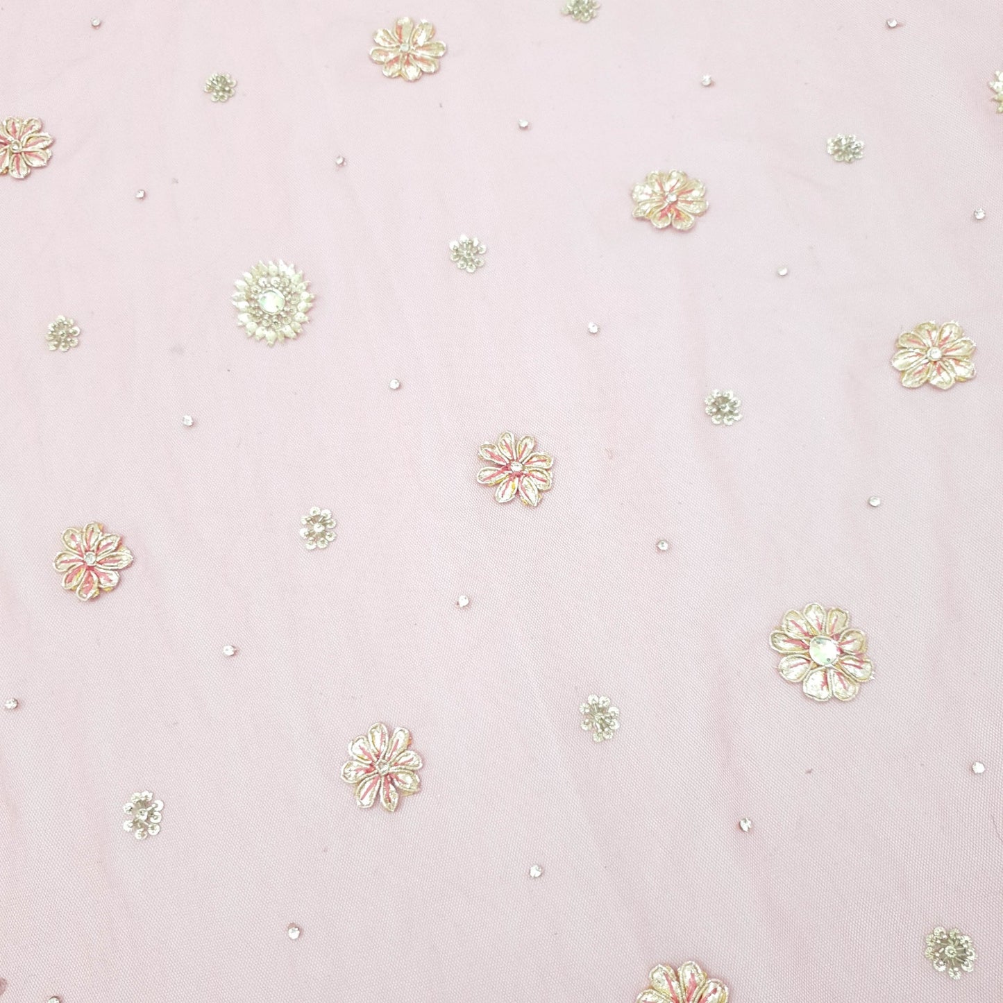 Sushila Vintage Pink Heavy Wedding Dupatta Net Mesh Gotta Patti Work Long Stole
