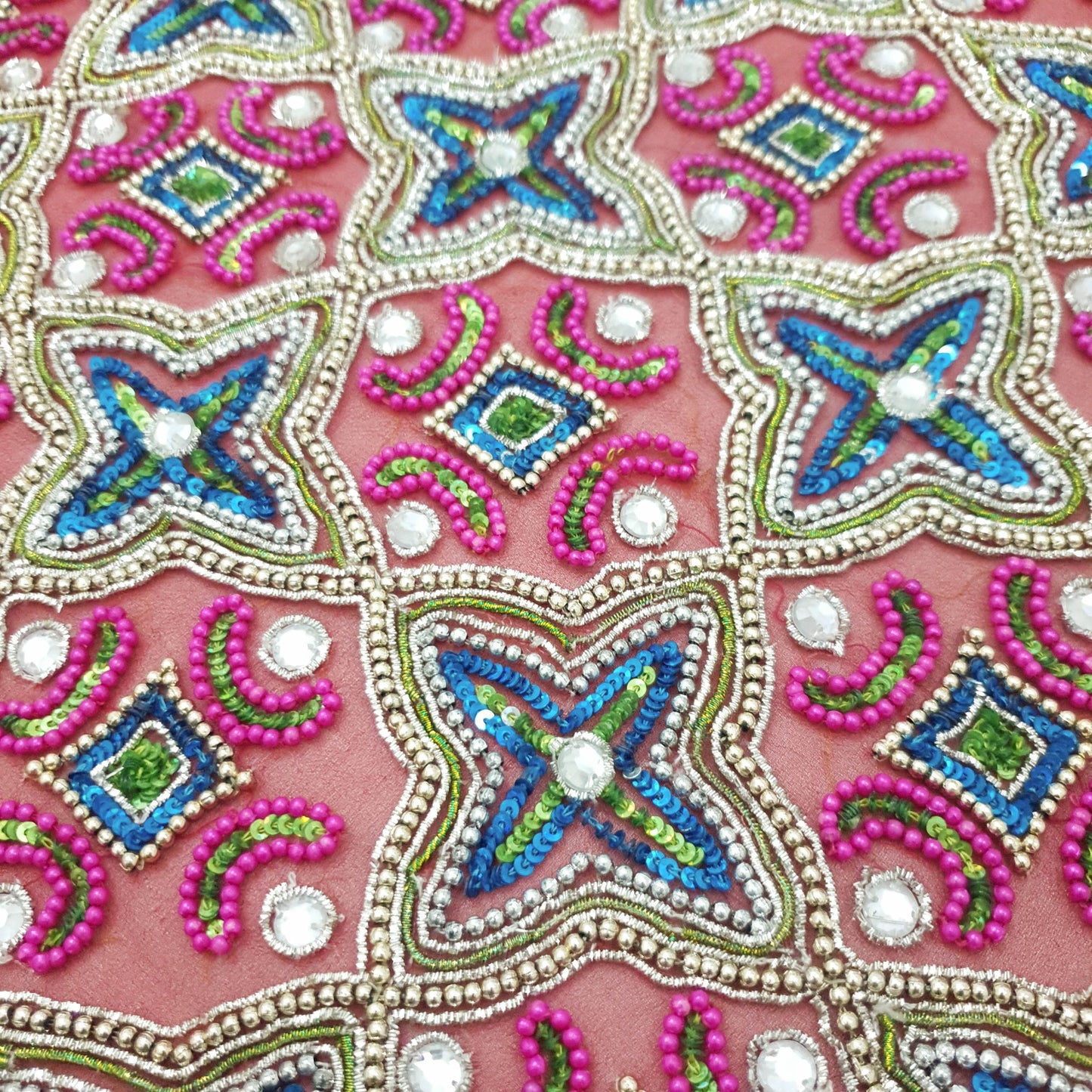 Sushila Vintage Red Georgette Heavy Dupatta Plastic Beads Sequins Work Stole