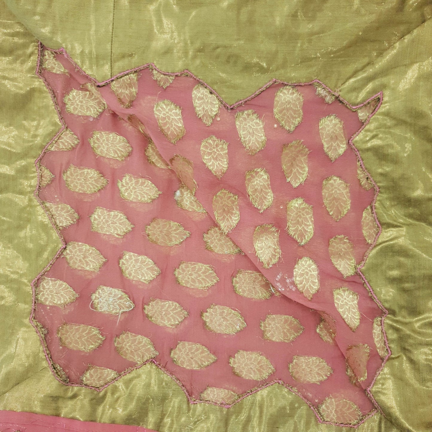 Sushila Vintage Pink Women Dupatta Georgette Zari Work Hand Beaded Chanderi Wrap