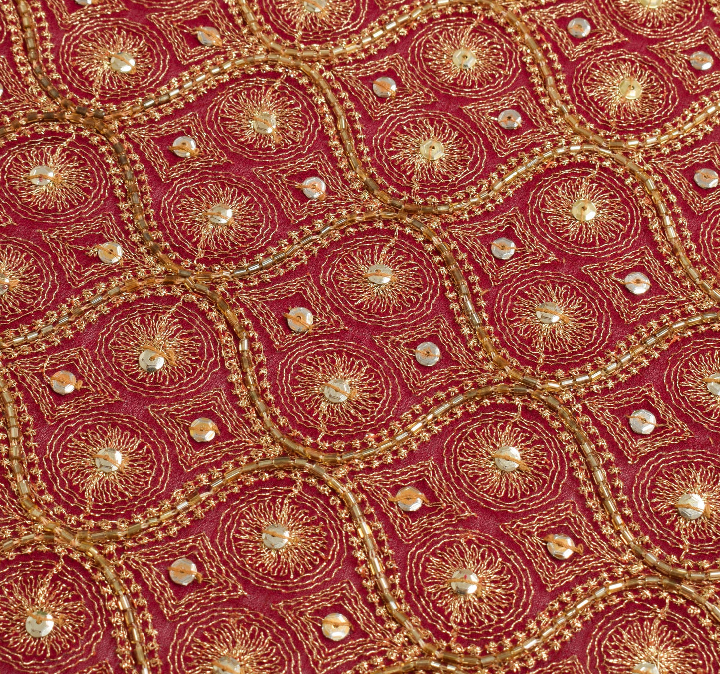Sushila Vintage Zari Embroidered Heavy Dupatta Maroon Pure Georgette Long Stole