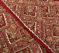 Sushila Vintage Maroon Georgette Heavy Dupatta Hand Beaded Wedding Long Stole