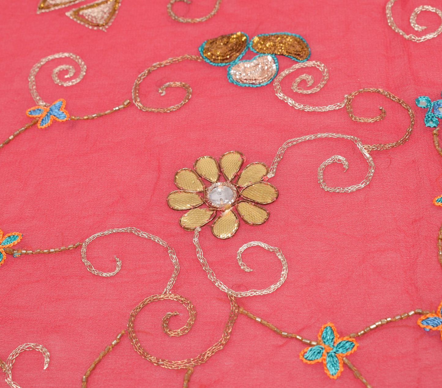 Sushila Vintage Pure Georgette Heavy Dupatta Floral Embroidered Long Stole Wrap