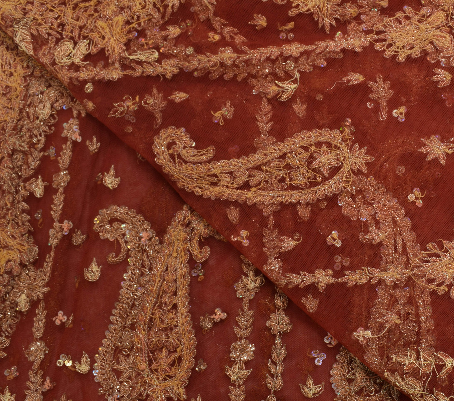 Sushila Vintage Brown Net Heavy Dupatta Zardozi Work Traditional Long Stole Wrap