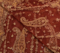 Sushila Vintage Brown Net Heavy Dupatta Zardozi Work Traditional Long Stole Wrap