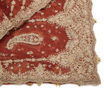 Sushila Vintage Brown Net Heavy Dupatta Zardozi Work Traditional Long Stole Wrap