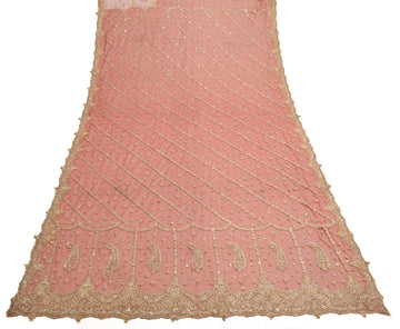 Sushila Vintage Brown Net Heavy Dupatta Zardozi Work Traditional Long Stole Wrap