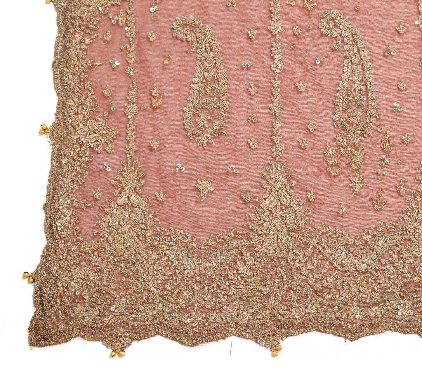Sushila Vintage Brown Net Heavy Dupatta Zardozi Work Traditional Long Stole Wrap