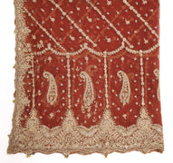 Sushila Vintage Brown Net Heavy Dupatta Zardozi Work Traditional Long Stole Wrap