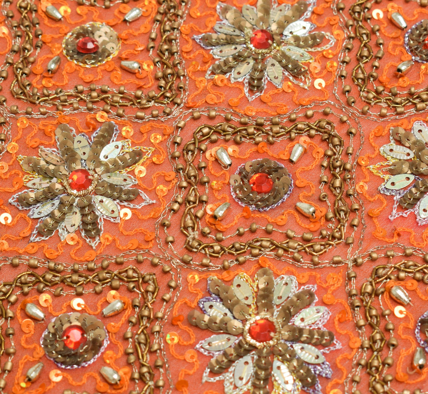 Sushila Vintage Orange Maroon Heavy Dupatta Sequins Embellish Wedding Long Stole