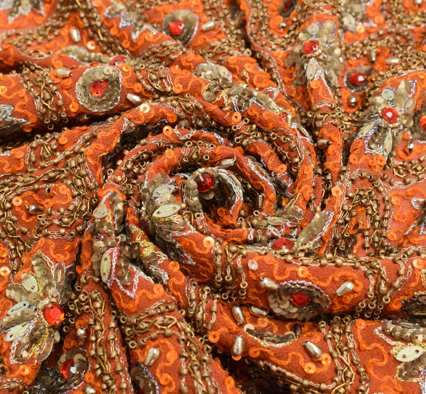 Sushila Vintage Orange Maroon Heavy Dupatta Sequins Embellish Wedding Long Stole