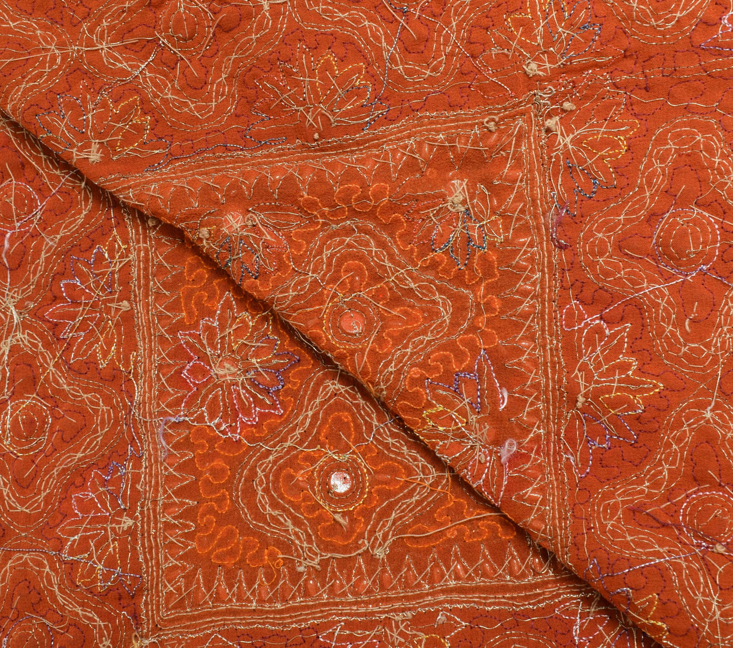 Sushila Vintage Orange Maroon Heavy Dupatta Sequins Embellish Wedding Long Stole