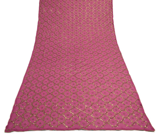 Sushila Vintage Elegant Heavy Georgette Dupatta Sequins Zaal Purple Long Stole