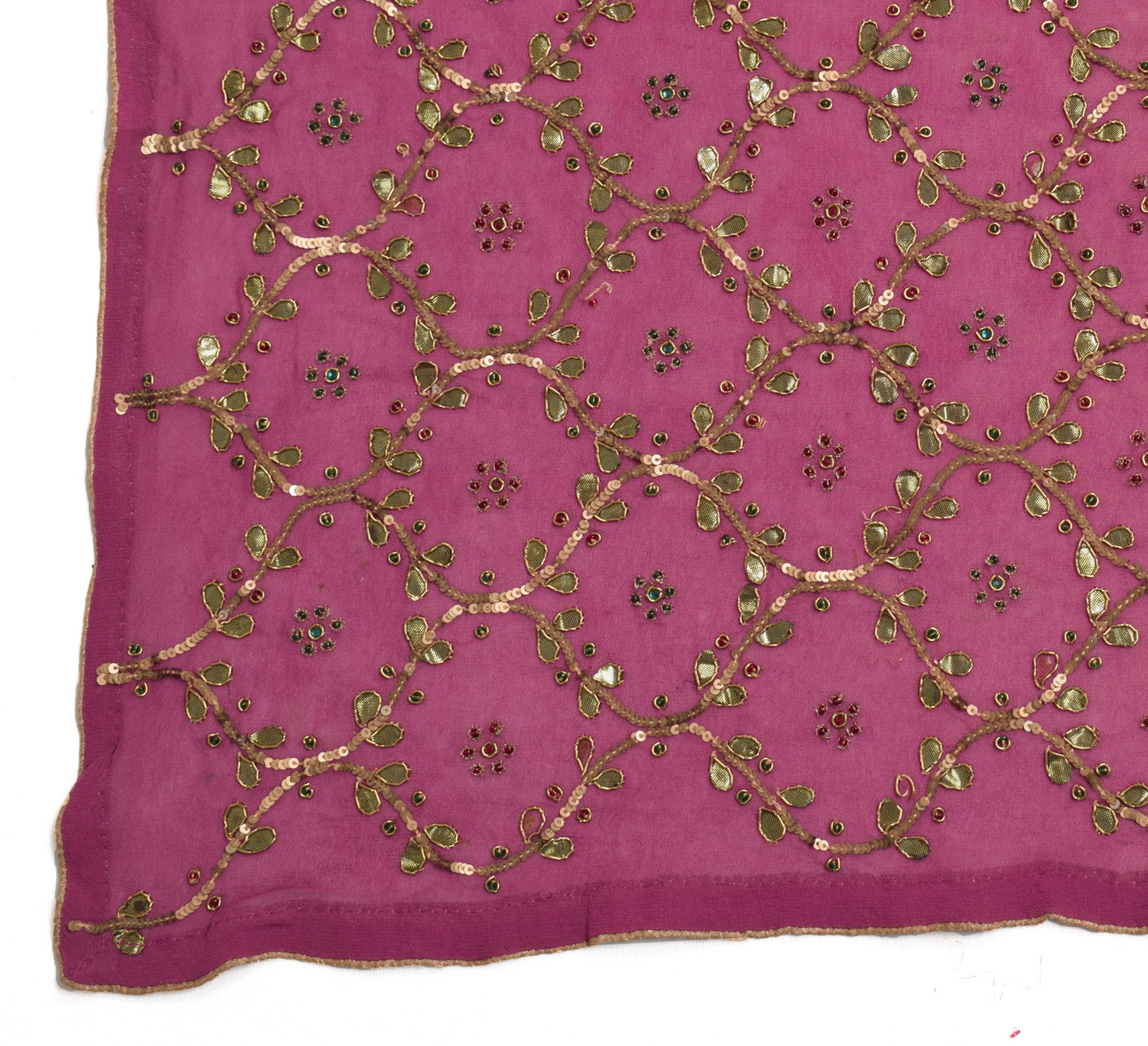 Sushila Vintage Elegant Heavy Georgette Dupatta Sequins Zaal Purple Long Stole