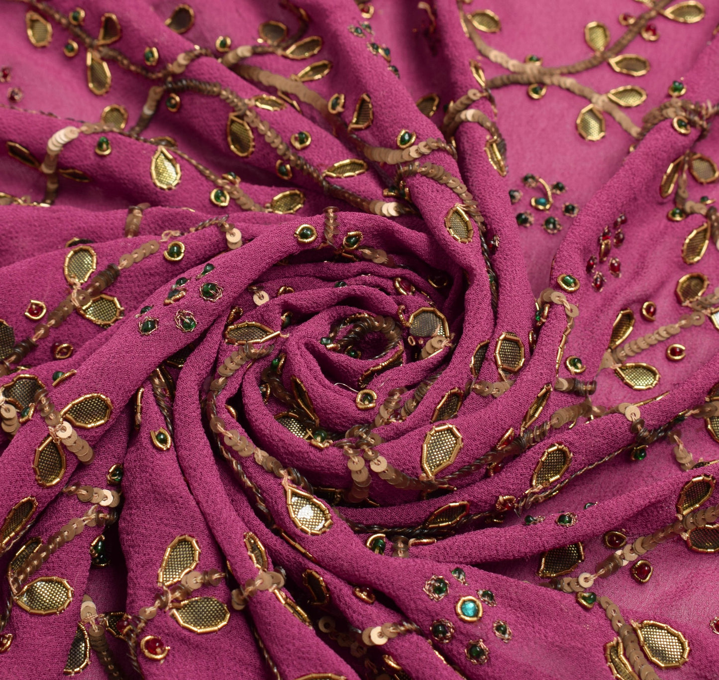 Sushila Vintage Elegant Heavy Georgette Dupatta Sequins Zaal Purple Long Stole