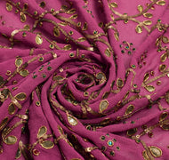 Sushila Vintage Elegant Heavy Georgette Dupatta Sequins Zaal Purple Long Stole