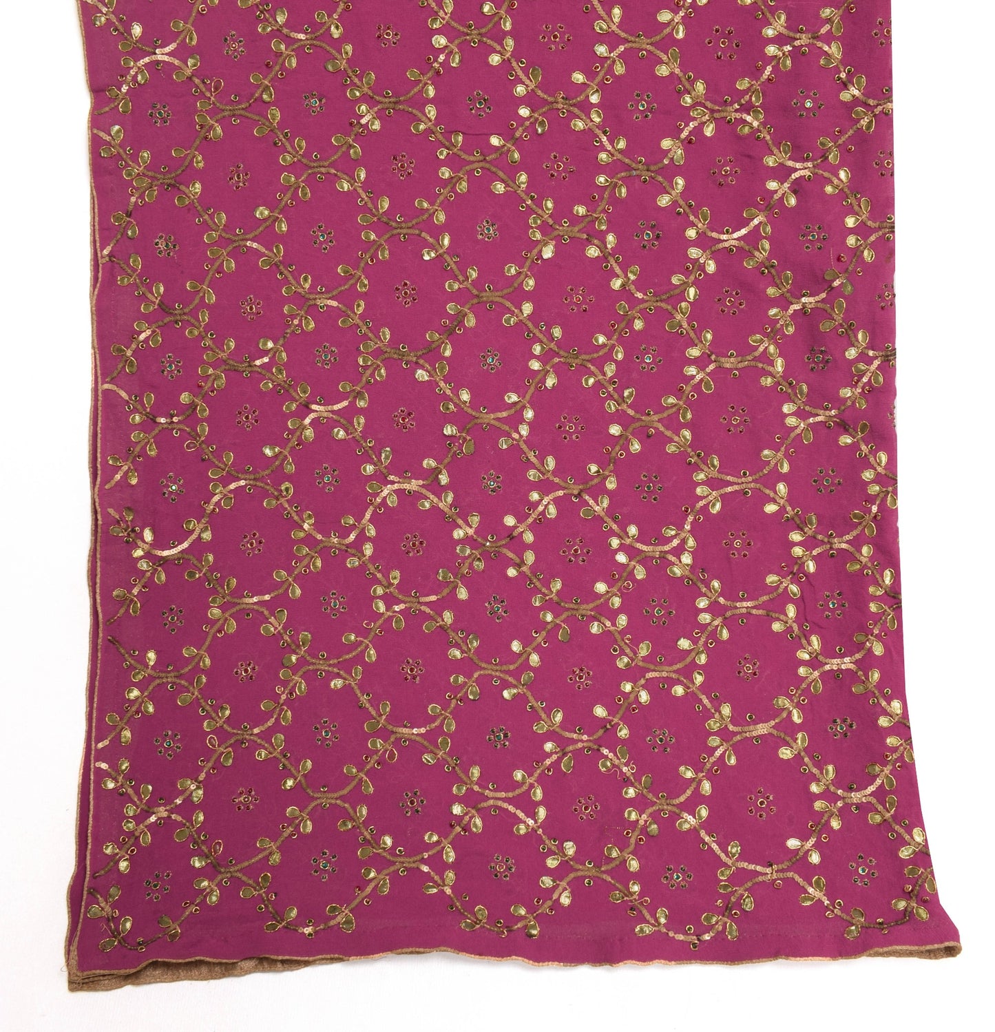 Sushila Vintage Elegant Heavy Georgette Dupatta Sequins Zaal Purple Long Stole