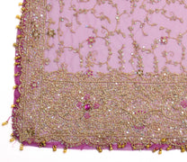 Sushila Vintage Purple Net Mesh Heavy Dupatta Sequins Work Wedding Long Stole
