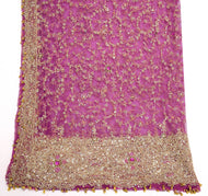 Sushila Vintage Purple Net Mesh Heavy Dupatta Sequins Work Wedding Long Stole
