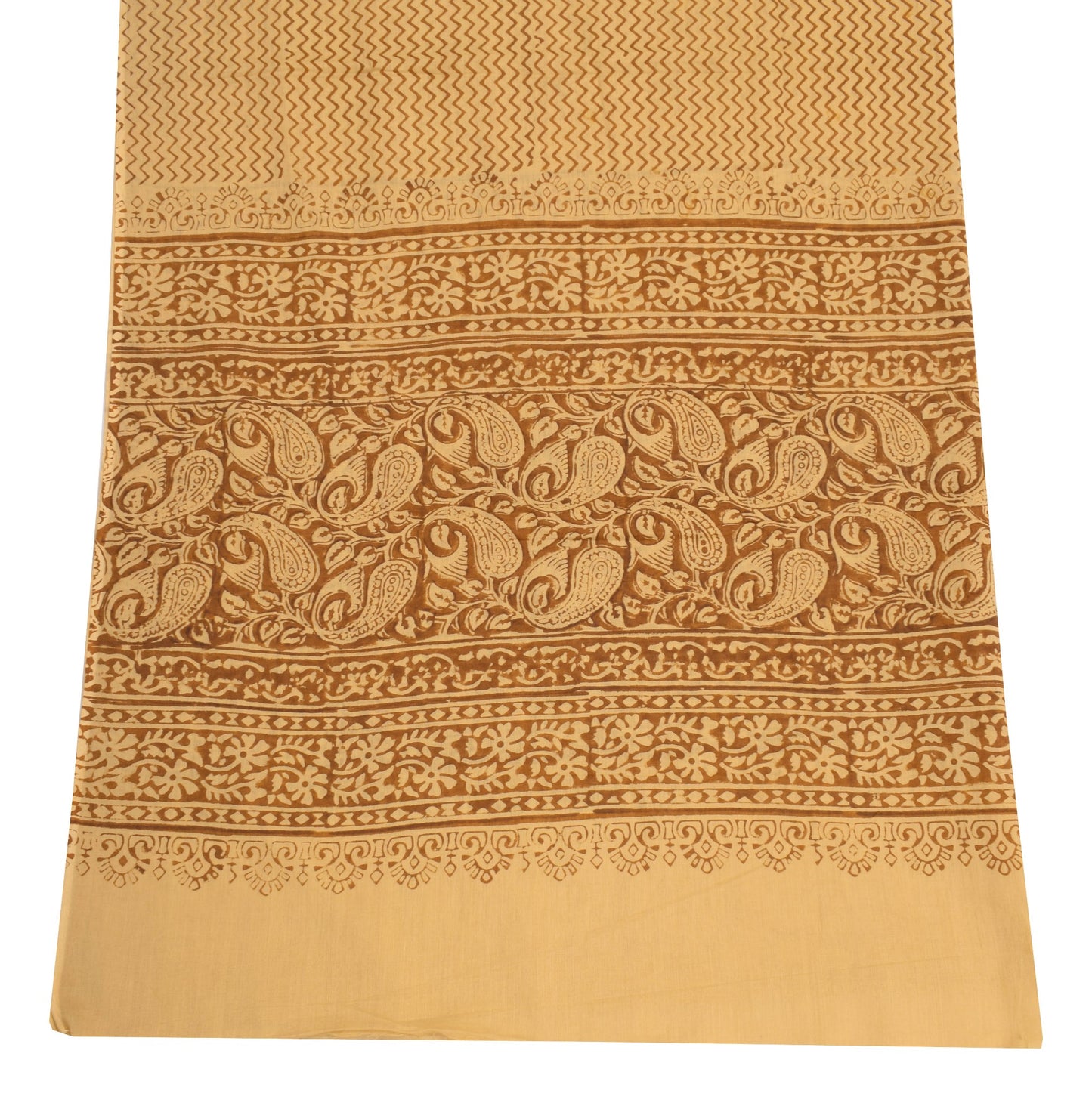 Sushila Vintage Hand Block Printed Dupatta Pure Cotton Zig-Zag Soft Long Stole