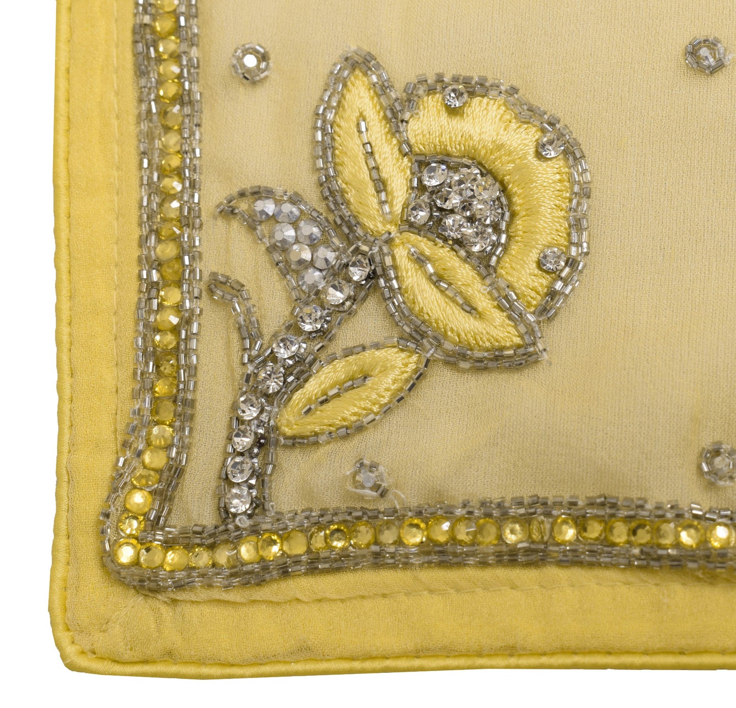 Sushila Vintage Yellow Dupatta Pure Georgette Glass Beads Embellish Long Stole