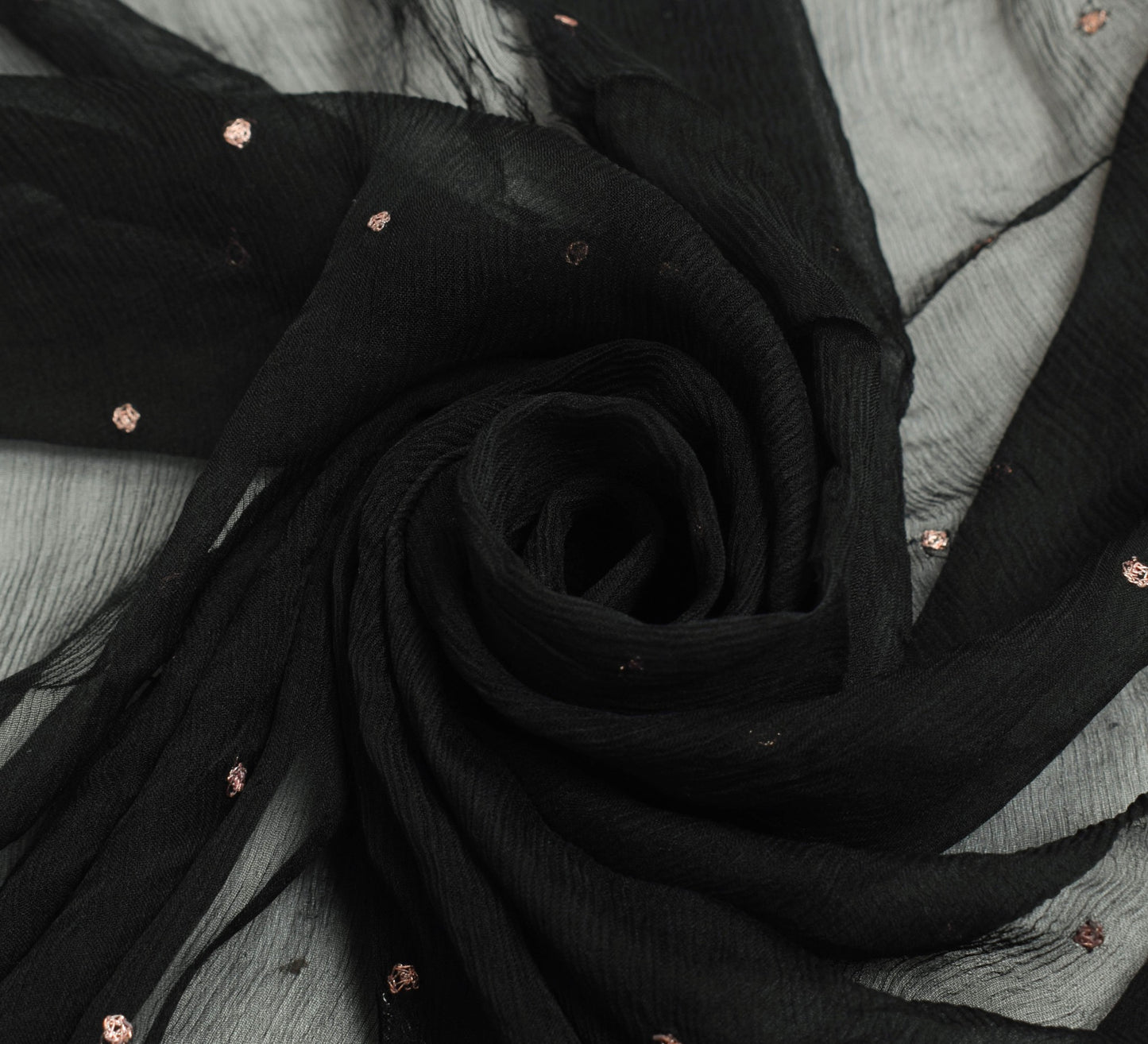 Sushila Vintage Black Zari Embroidered Dupatta Pure Chiffon Silk Soft Long Stole
