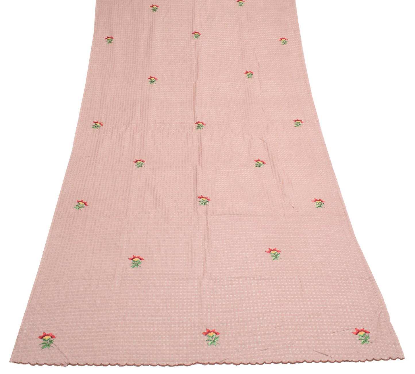 Sushila Vintage Mauve Pure Cotton Dupatta Hand Embroidered Floral Long Stole