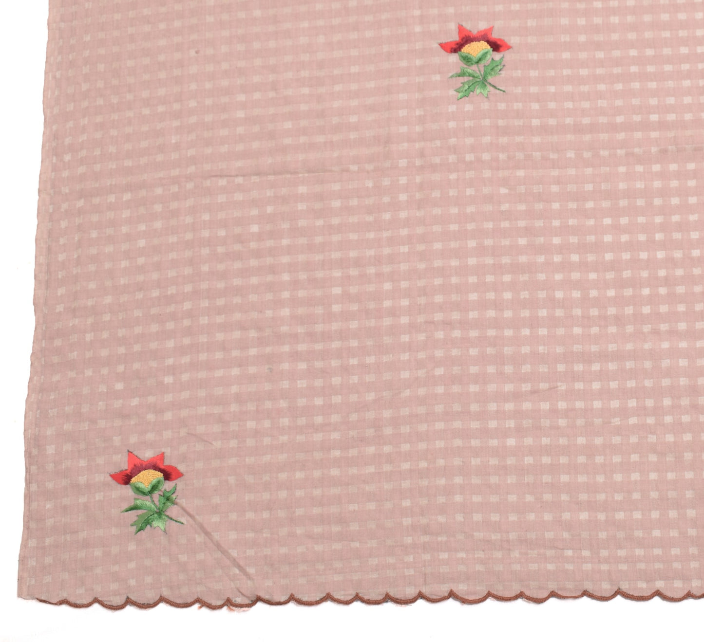 Sushila Vintage Mauve Pure Cotton Dupatta Hand Embroidered Floral Long Stole