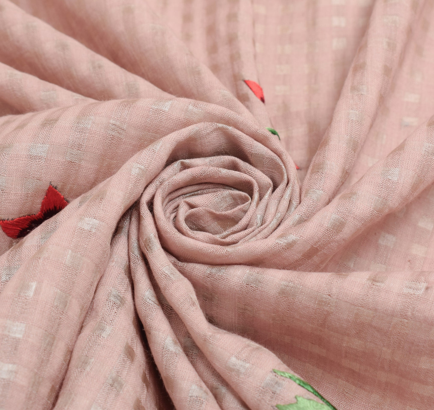 Sushila Vintage Mauve Pure Cotton Dupatta Hand Embroidered Floral Long Stole