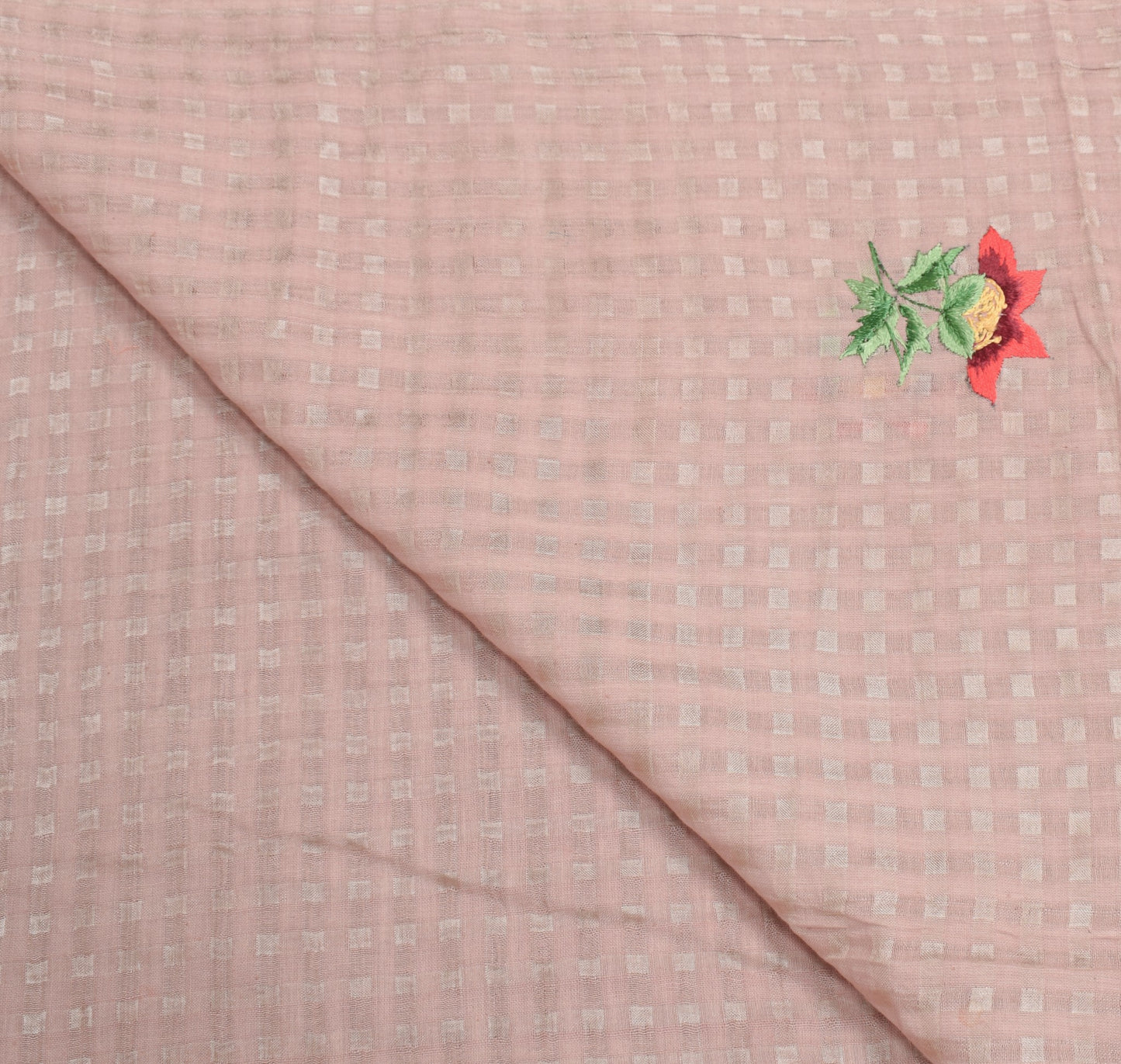 Sushila Vintage Mauve Pure Cotton Dupatta Hand Embroidered Floral Long Stole
