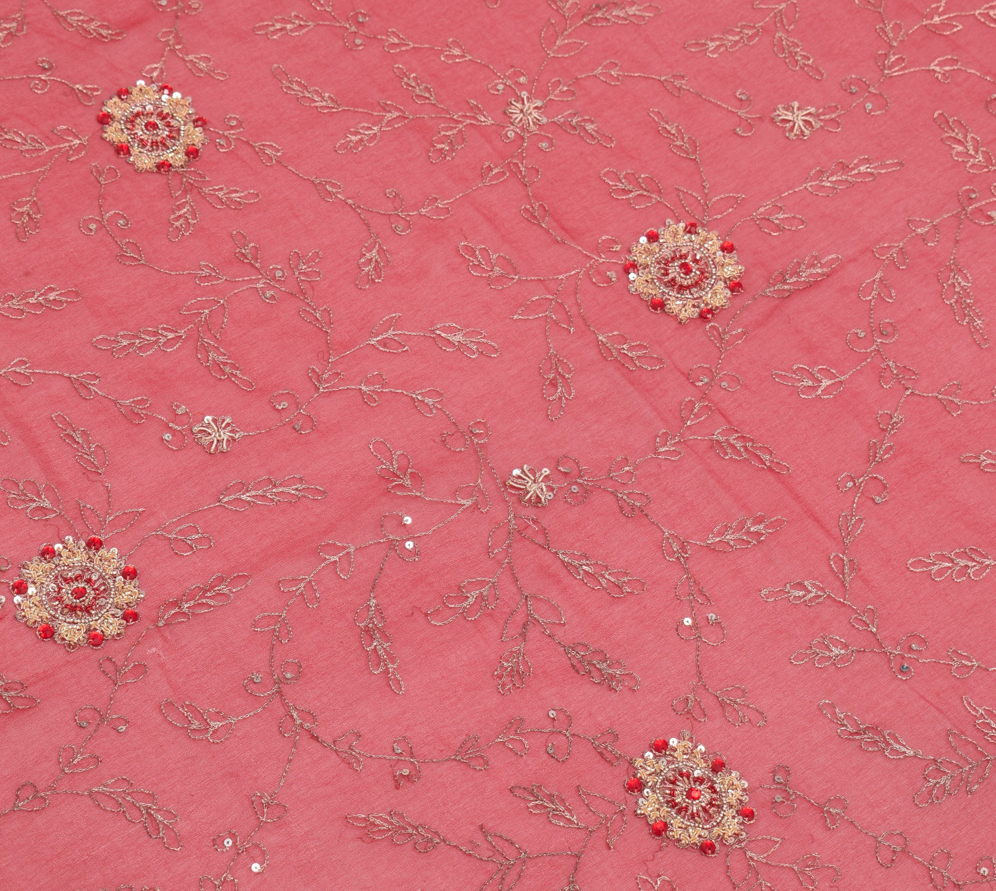 Sushila Vintage Red Heavy Dupatta Art Georgette Zari Embroidered Long Stole Wrap